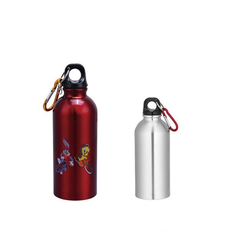 304 stainless steel sports water bottle outdoor portable mountaineering and cycling water cup single layer aluminum bottle with buckle printed logo