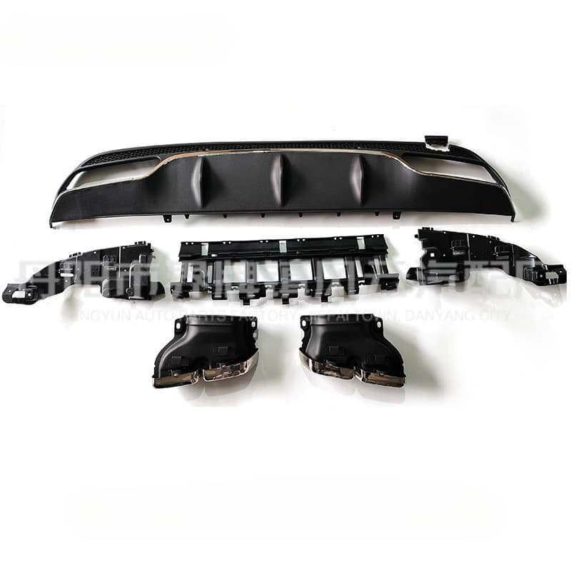 Rear bumper diffuser and exhaust tip kit for Mercedes-Benz C-Class W205 pre-facelift, upgrade to 2015 C63 AMG style rear diffuser and exhaust tips, small body kit