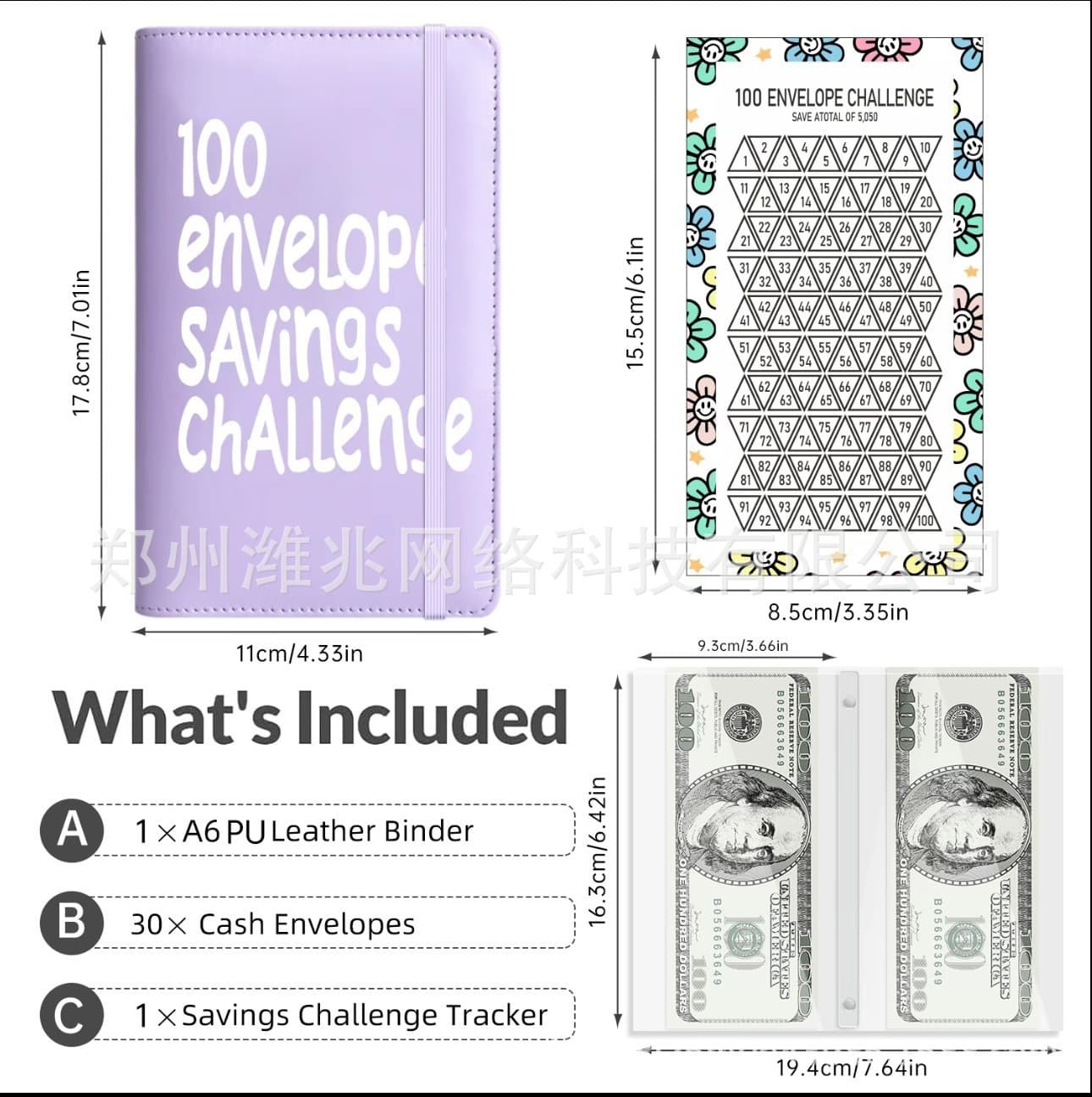 100 Envelope Challenge Loose-Leaf Book 100-Day Money-Saving and Budget Challenge Cash Envelope Savings Book