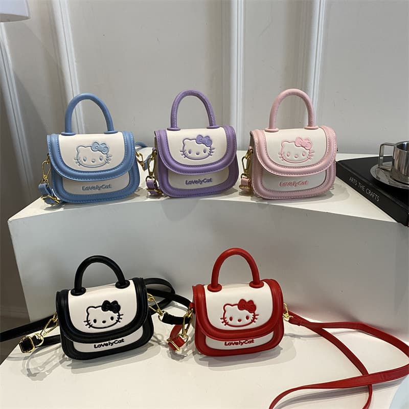 2026 foreign trade children's bag Japanese cartoon anime boy and girl shoulder bag cute kitten mini baby handbag
