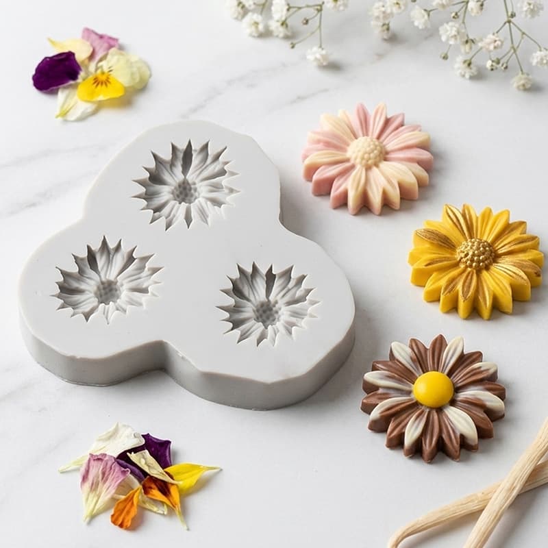 3-Piece Chamomile Daisy Silicone Fondant Mold