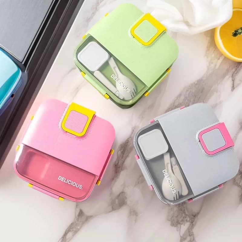 Lunch box food-grade plastic office worker lunch box with cutlery, independently sealed compartments, portable lunch box, salad box