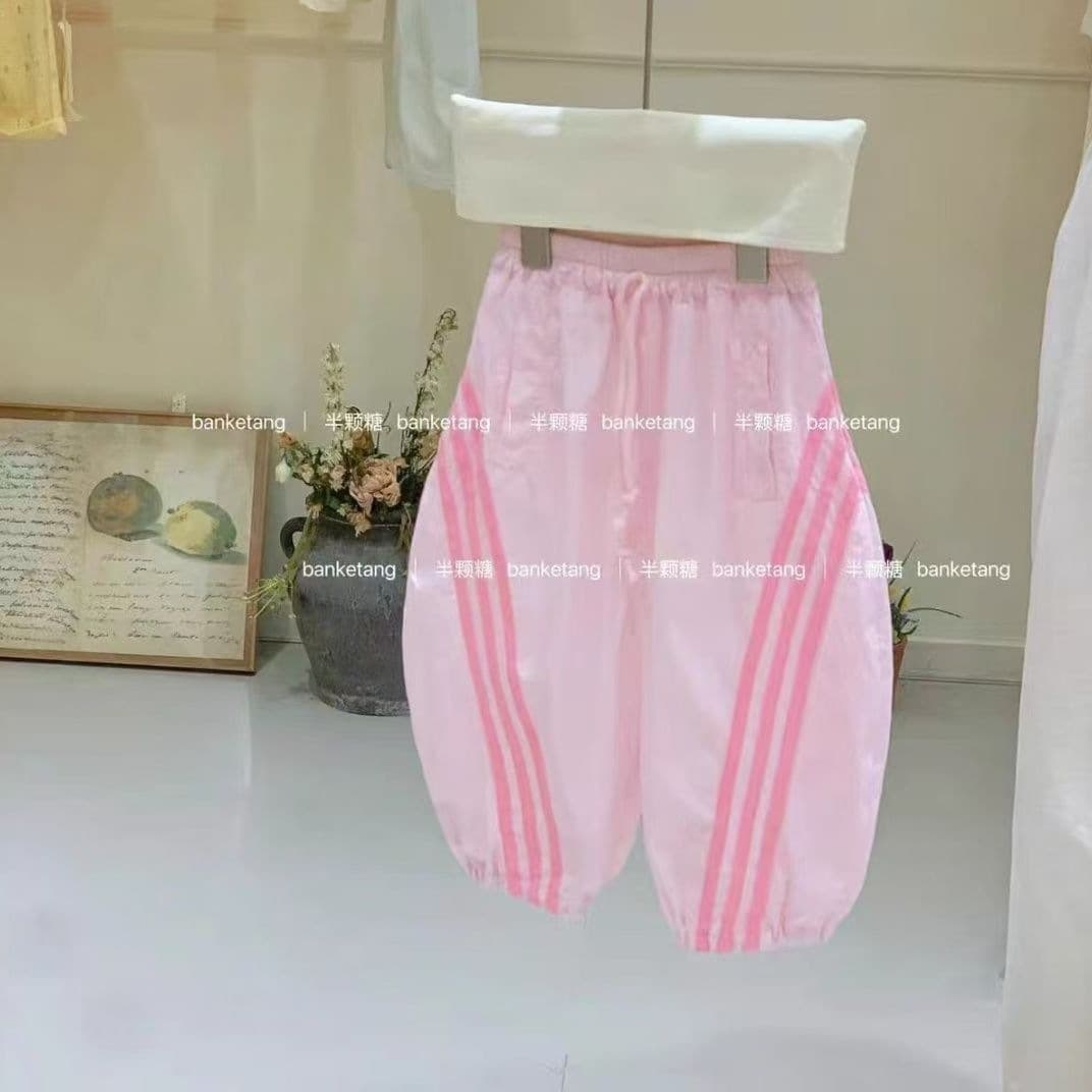 Korean Style Children's Clothing 2026 Summer New Girls' Contrast Color Letter Vest Top Baby Girl Fashionable Striped Cargo Pants