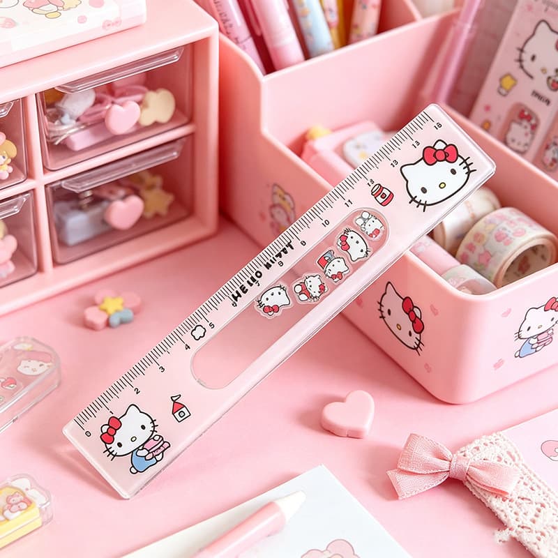 Cartoon shaker KT cat ruler 15cm high-looking drawing ruler for primary and secondary school students multi-functional learning stationery ruler