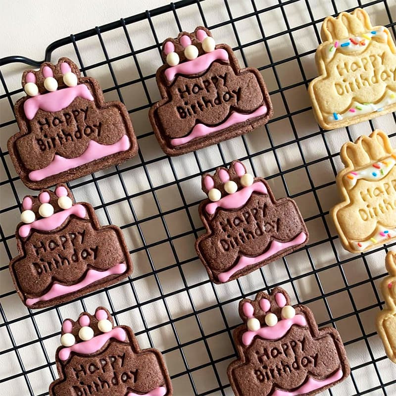 Happy Birthday Cake Cookie Mold Bear Flower Cookie Frosting 3D Press Home Creative Baking Mold