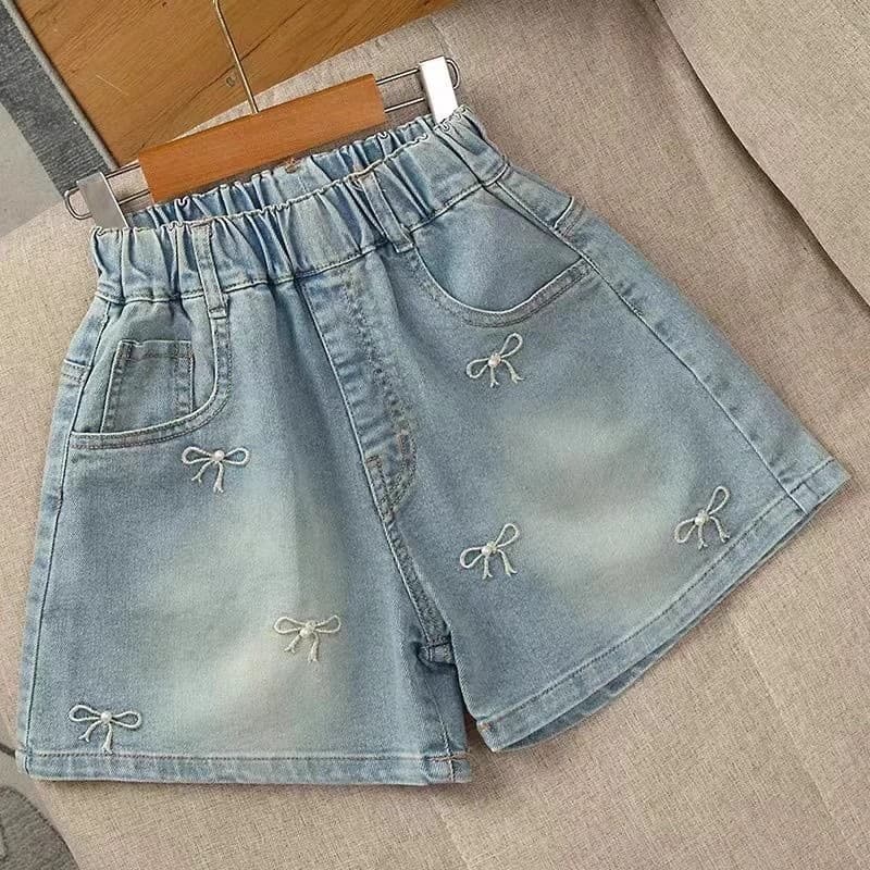Girls' Jeans Celana Pendek Jin Anak New Style Loose Fashionable Mid-Child Summer Rolled Hem Shorts