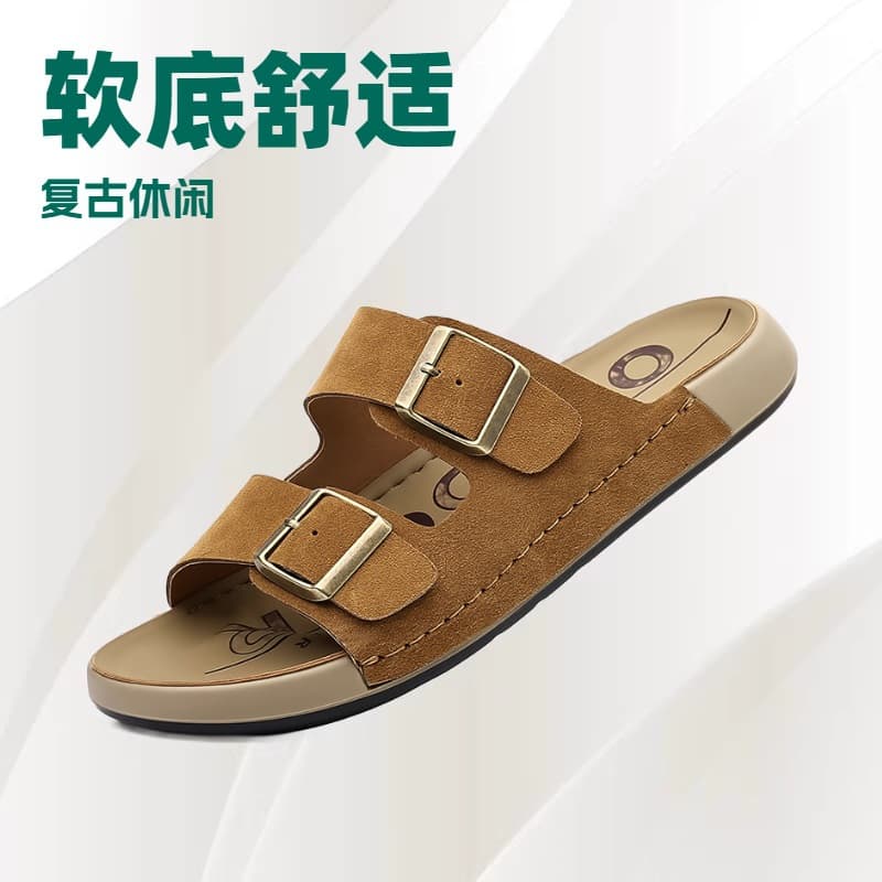 Fashionable Birkenstock-Style Sandals 2026 New Summer Outdoor Trendy Beach Sandals Men's Casual Soft-Soled Slide Sandals