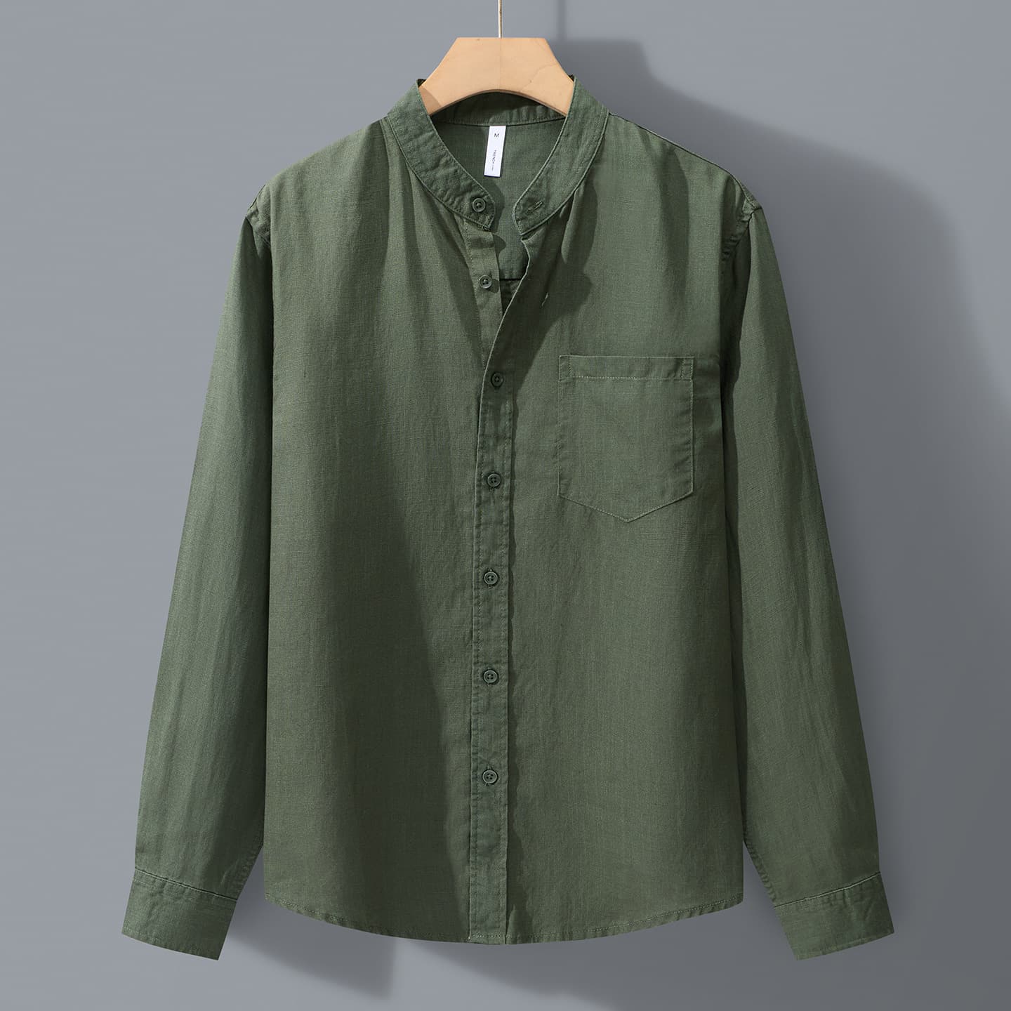 3312 Old Money Style Casual Loose Men's Tencel Linen Shirt Top Stand Collar Long Sleeve New Linen