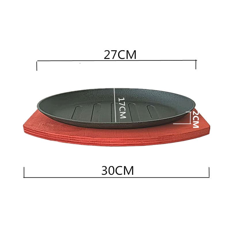 Commercial Cast Iron Teppanyaki Grill Plate, Rectangular BBQ Griddle for Grilling Fish, Round Steak Pan