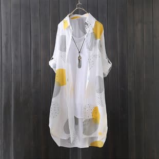 Printed Chiffon Sun Protection Shirt for Women Summer New Loose Versatile Cardigan Casual Lightweight Long-Sleeve Shirt for Women
