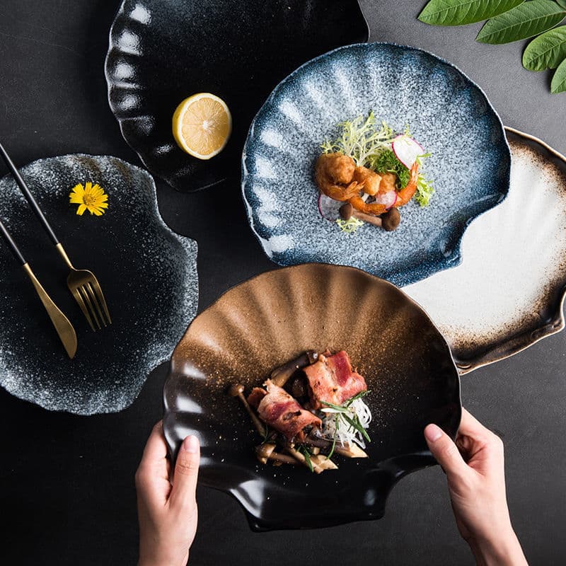 Japanese Creative Ceramic Plate Sushi Plate Scallop Plate Snack Plate Dish Plate Fruit Plate Home Use