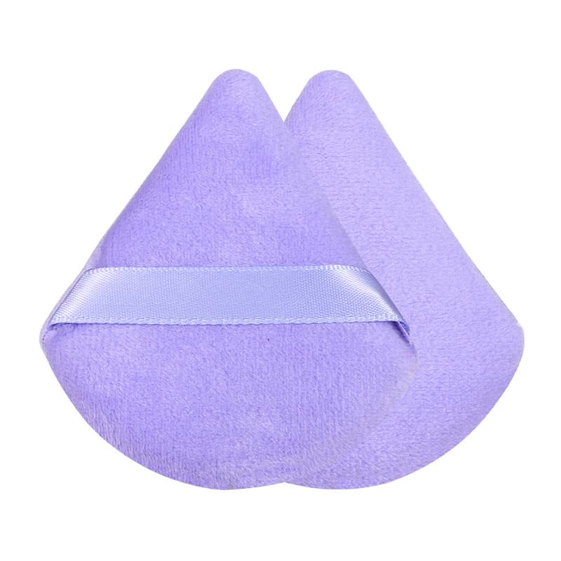 Triangle Velour Powder Puff for Setting Makeup, Flocked Sponge Cosmetic Tool