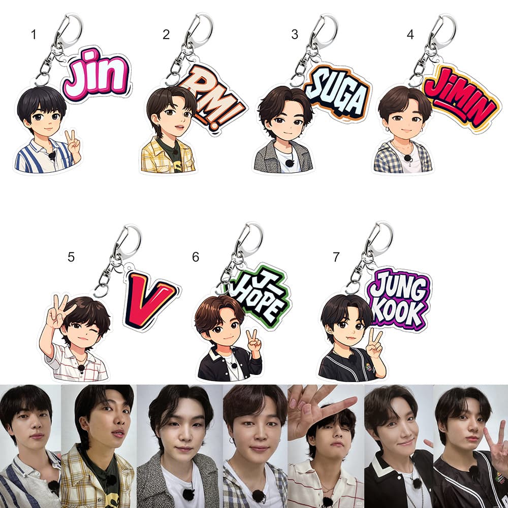 Original BTS V Min Yoongi Park Jimin Jeon Jungkook Kim Taehyung Keychain Pendant 1792