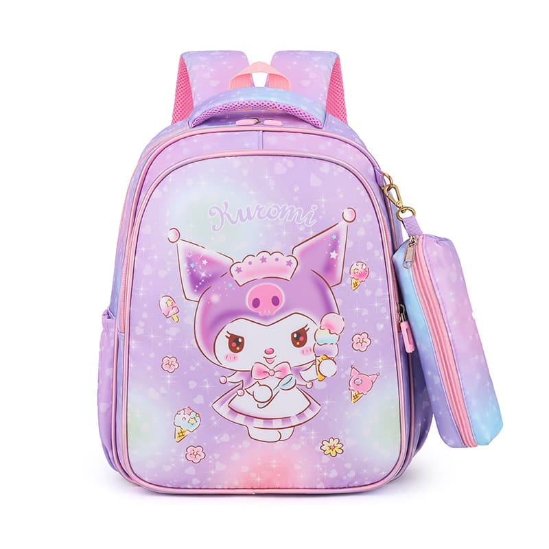 Kuromi Kids Backpack Lightweight Primary School Student Cartoon Print Small Backpack Spine Protection Kindergarten Bag