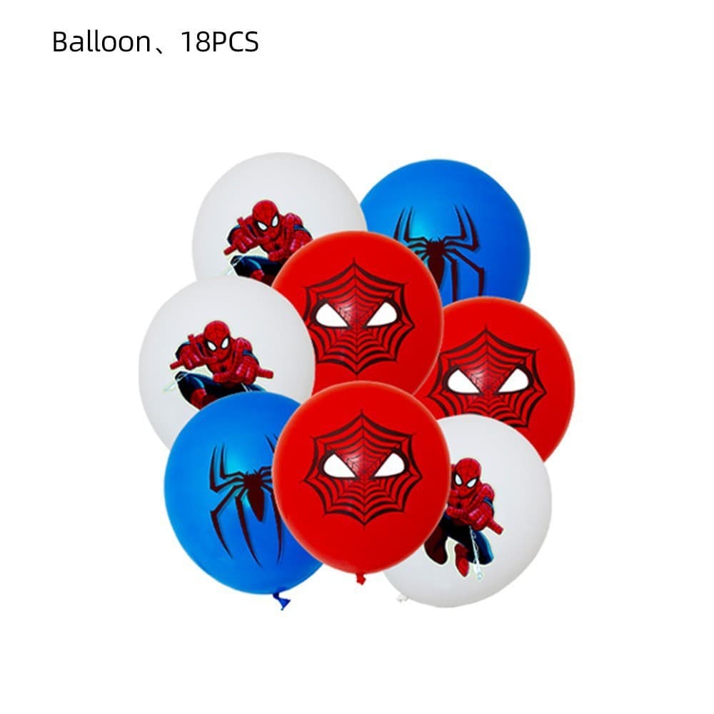 Spider-Man 12-Inch Latex Balloon Set for Children's Birthday Party Decoration, Venue Arrangement, Vertical and Horizontal Universe Theme