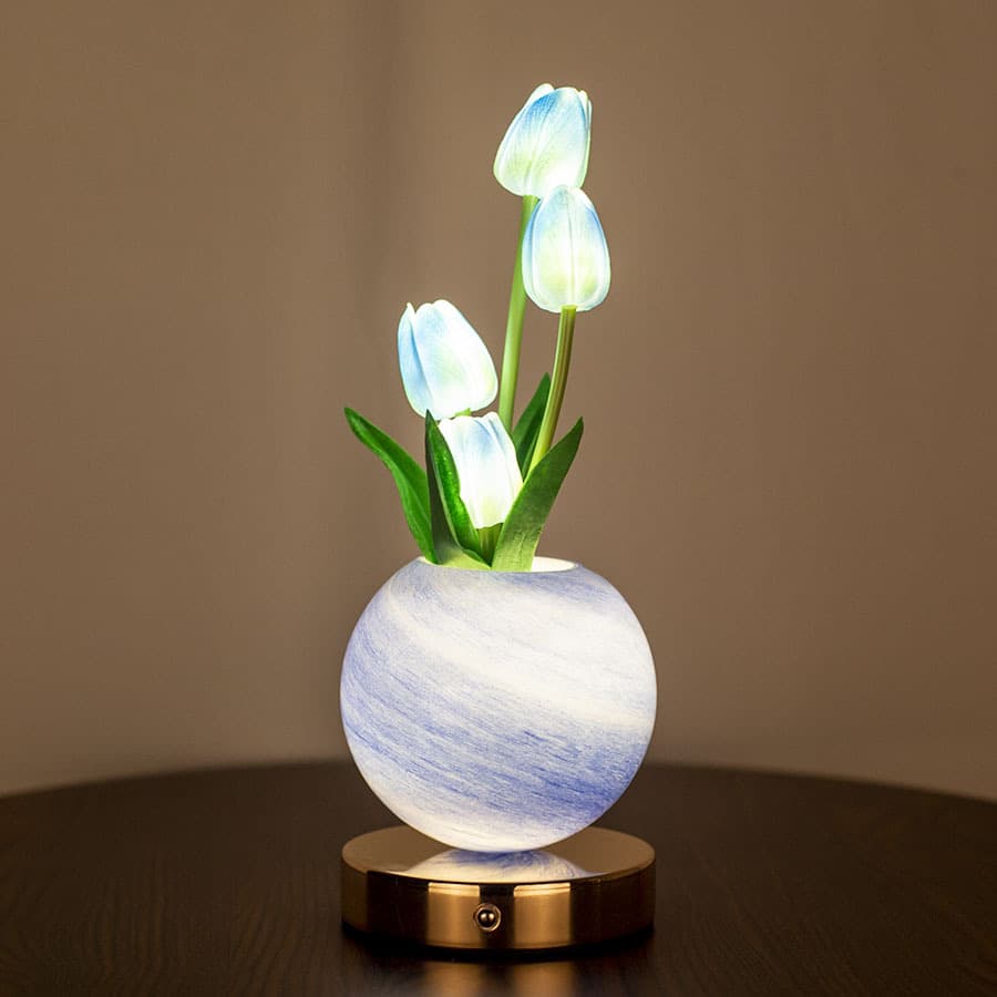 Cross-border New Tulip Night Light Couple Gift Dreamy Planet Desk Lamp Ornament Bedroom Bedside Ambient Light