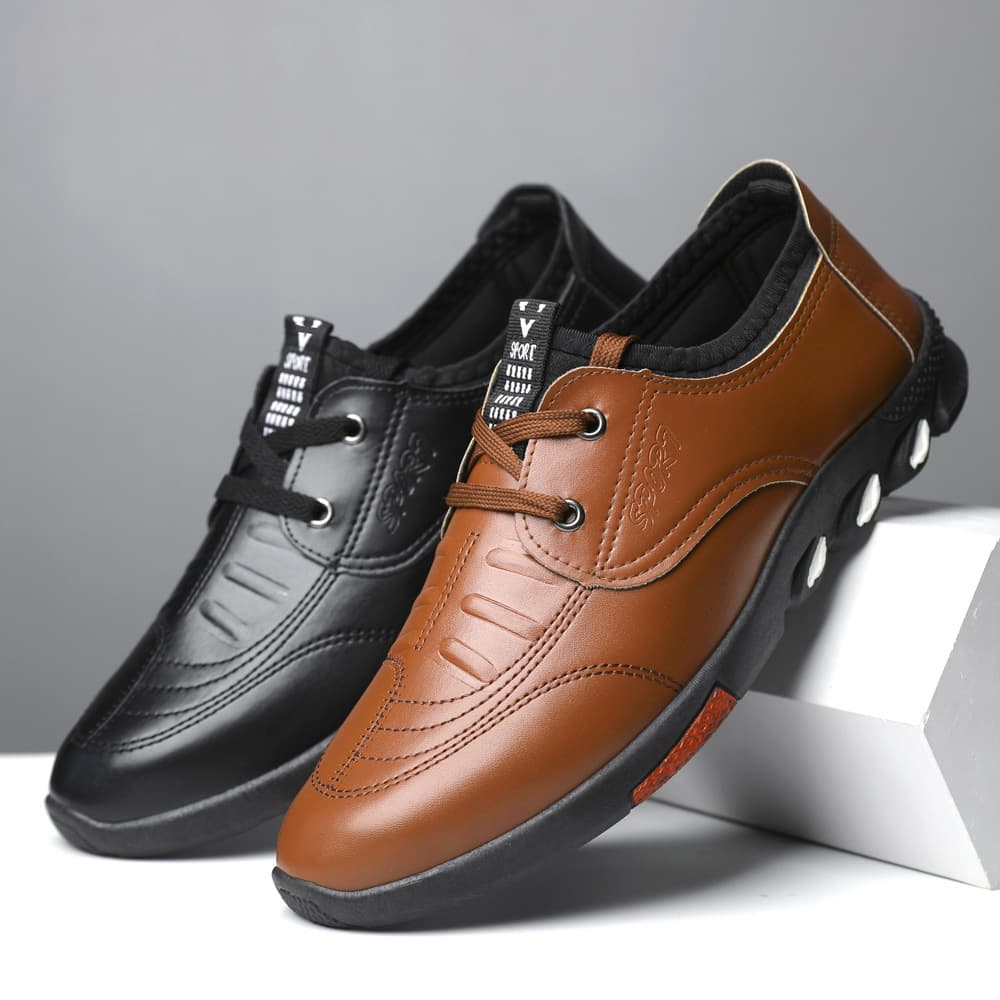 Men's Casual Slip-on Shoes Loafers Leather Soft Sole Comfortable Walking Shoes