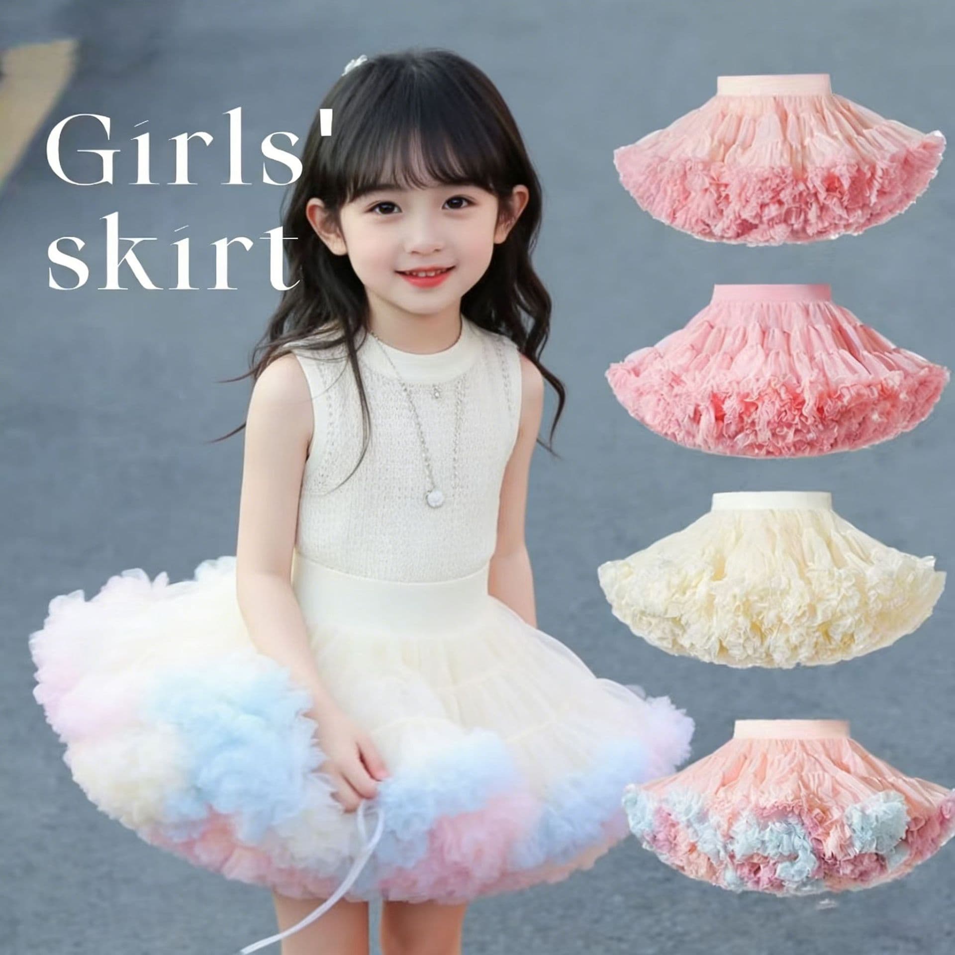 Tutu Skirt for Girls Upgraded Puffy Half Skirt Soft Tulle Lolita Skirt Non-Shedding Dance Performance Skirt Princess Skirt