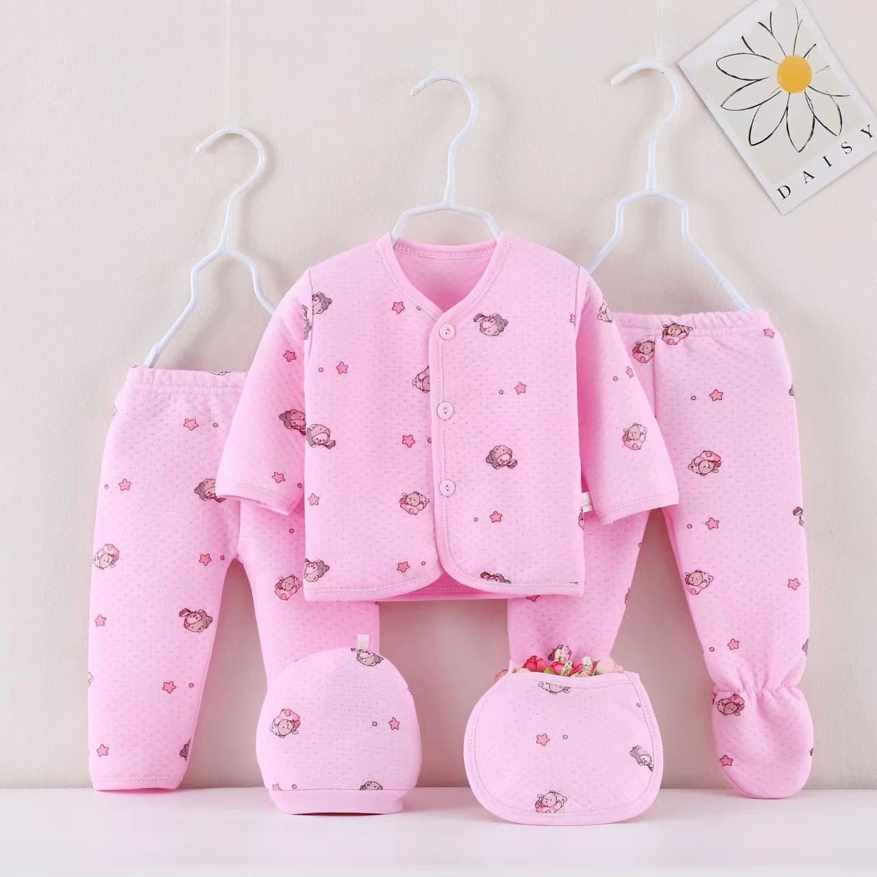 Anyang foreign trade running volume warm five-piece air cotton newborn underwear set supplies baby gift package
