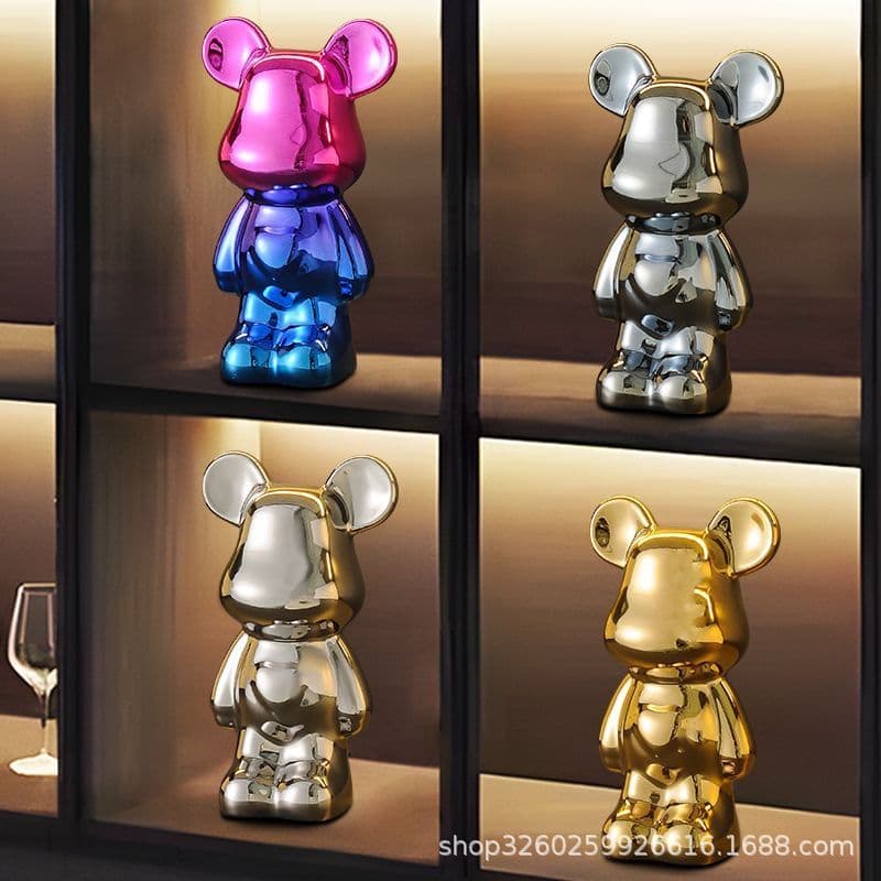 Violent Bear Ceramic Collectible - Light Luxury Living Room/TV Cabinet/Wine Cabinet/Livestream Studio Decor, Internet-famous Display