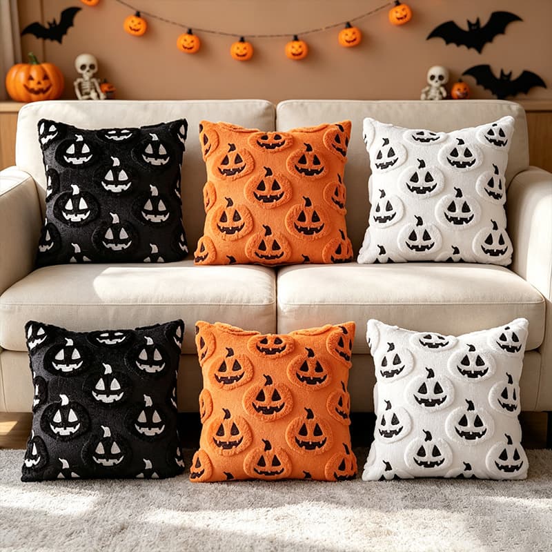Cross-border Halloween Ghost Pumpkin Plush Throw Pillow Cover Living Room Holiday Decoration Sofa Cushion Bedroom Headboard Throw Pillow