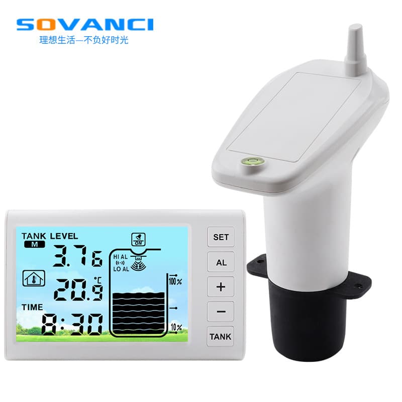 New Ultrasonic Liquid Level Meter Water Level Monitor High/Low Alarm Multifunctional Household Digital Display Water Tank Level Gauge