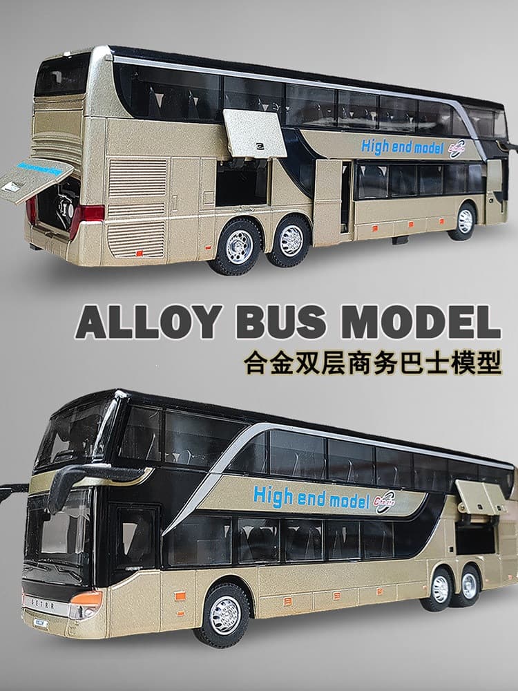 Alloy Large Double-Decker Bus Simulation Public Bus Model Children's Bus Toy Bus Car for Boys