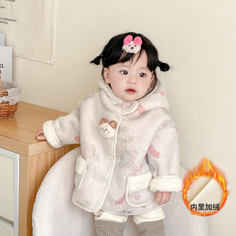 2025 New Girls' Autumn/Winter Coat Baby Lamb Fleece Top 3960 Infant Korean-style Casual Warm