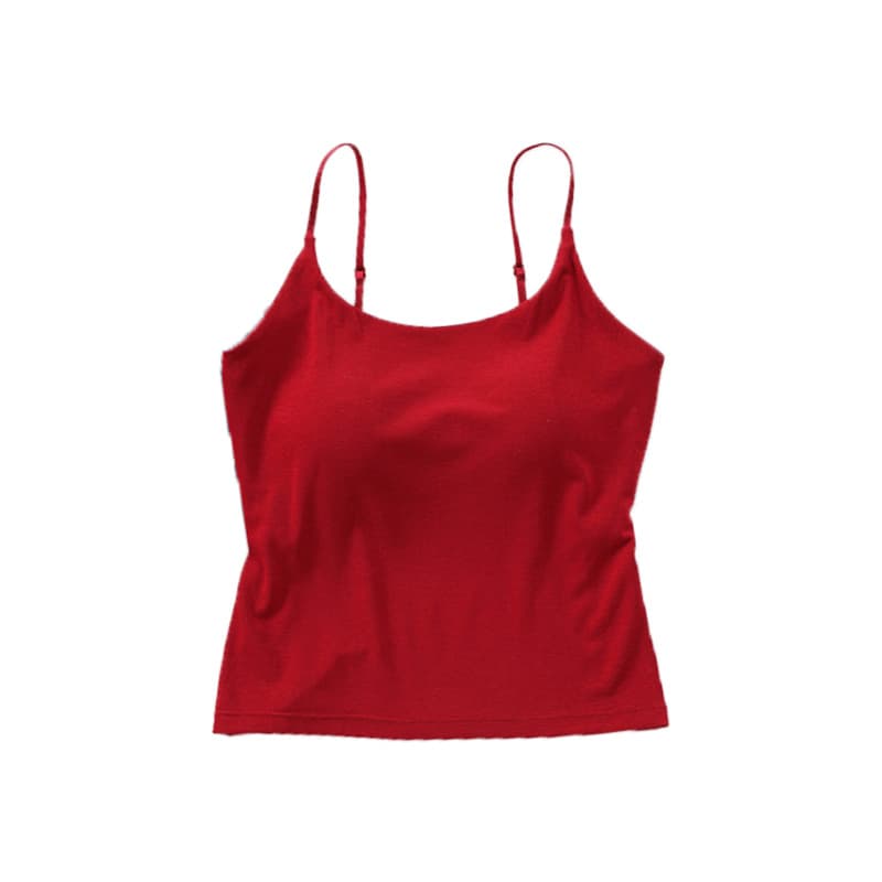 Summer Seamless Backless Fixed-Cup White Camisole with Padded Bra Women 8839-2 Breathable Ice Silk Cool Feel Inner Layering Tank Top