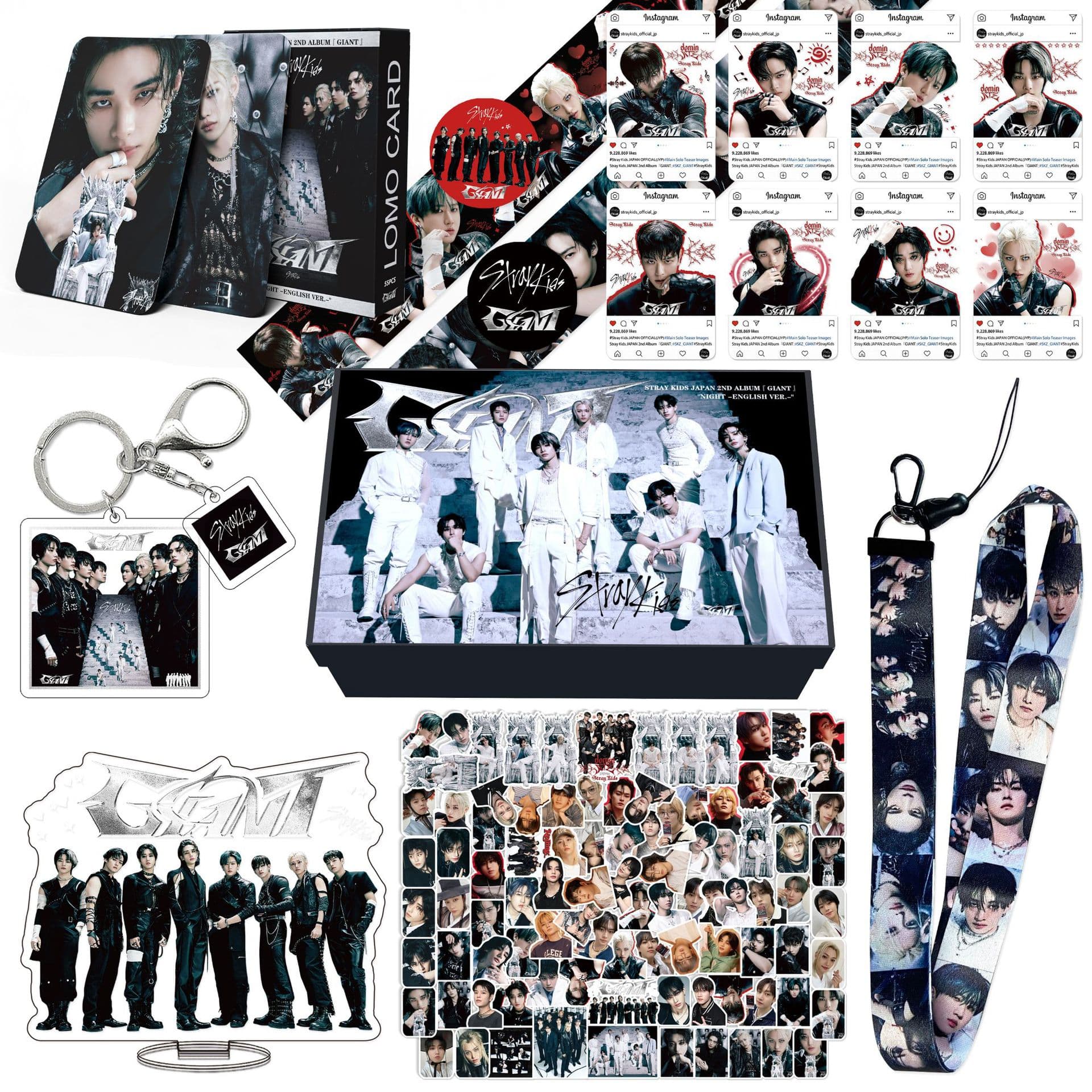 StrayKids Gift Box New Album GIANT Hyunjin Standee Sticker Photo Card Lanyard Christmas Cross-Border Gift