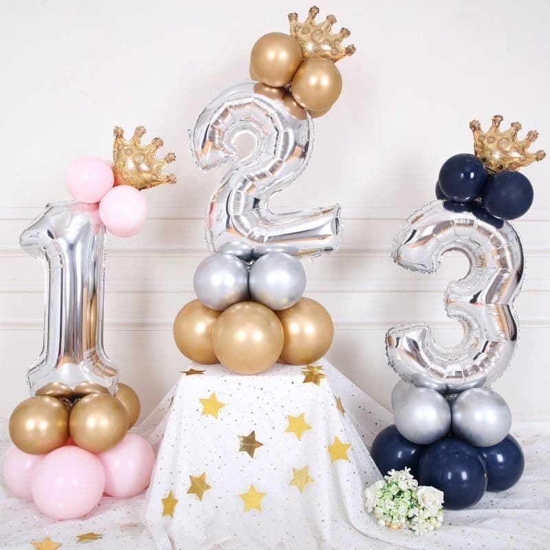 32-inch Birthday Balloon Column for Baby Full Moon, 100-Day, Family Party Decoration, Children's 1st Birthday Number Balloon Decoration