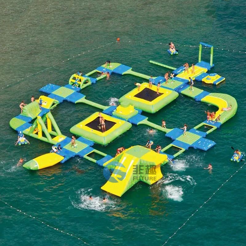 Water park equipment manufacturer inflatable water slide outdoor large swimming sea level pass slide toy