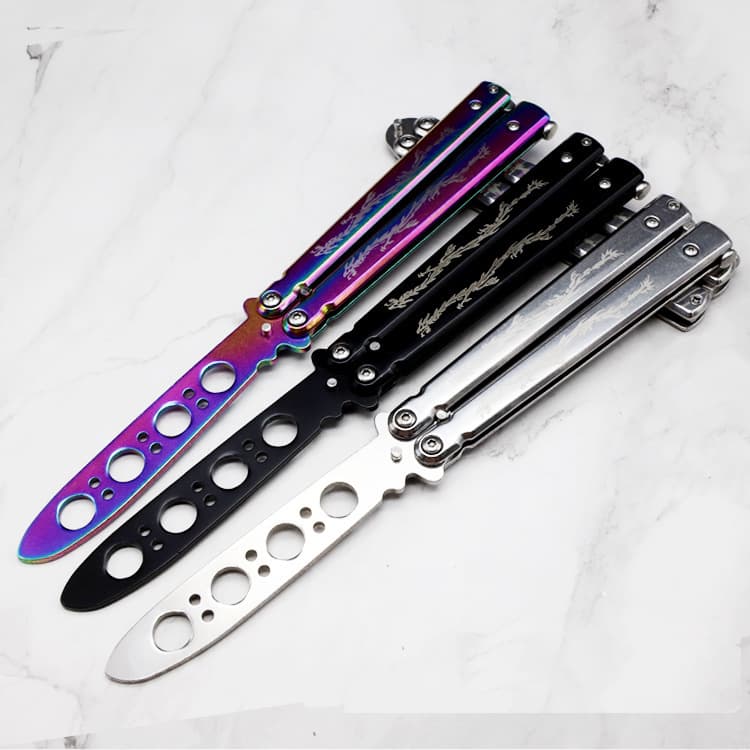 In Stock Stainless Steel Butterfly Comb Trainer Knife, Unsharpened, Cool Beginner Practice Comb for Everyday Carry