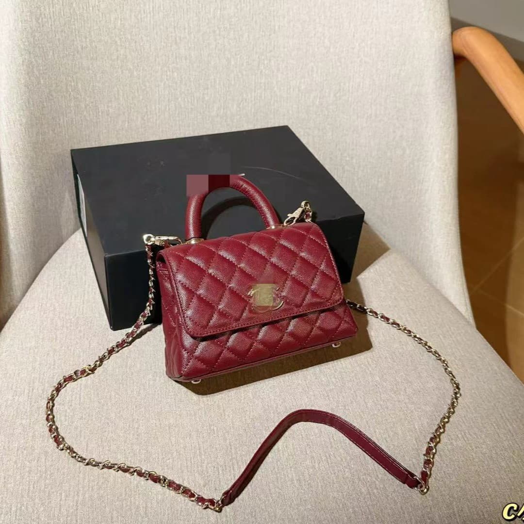 Caviar Leather Chanel-Style Handbag for Women, Premium Niche Tote, Versatile Exquisite Chain Bag, Crossbody Small Bag