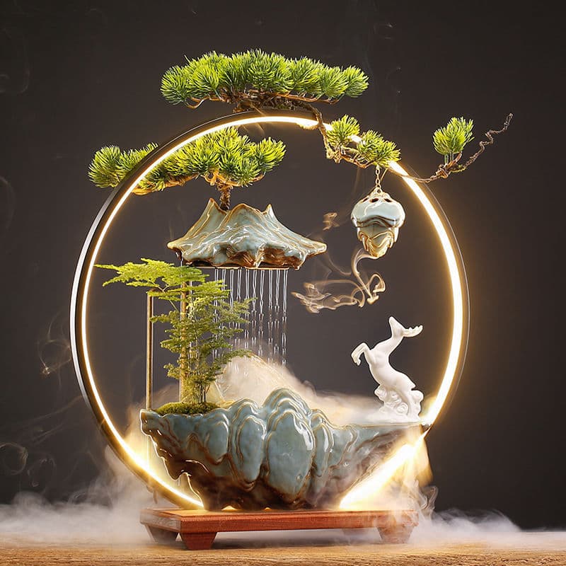 Flowing water brings wealth, living room ornaments, ceramic circulating water, Feng Shui, office wine cabinet, entrance hall, housewarming opening gift