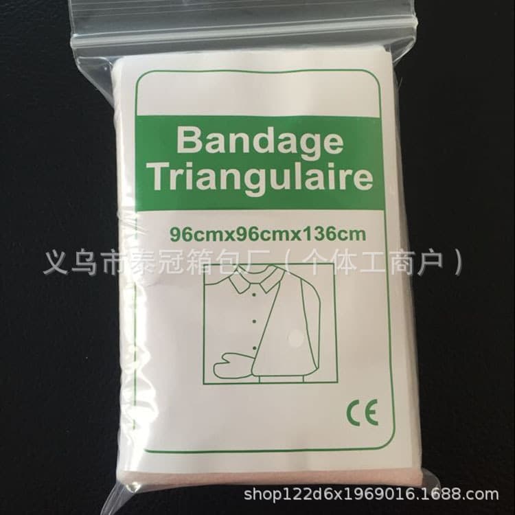 Triangular bandage, thick fabric, individually packaged, first aid kit accessory, 96x96x136cm. (Cross-border trade)