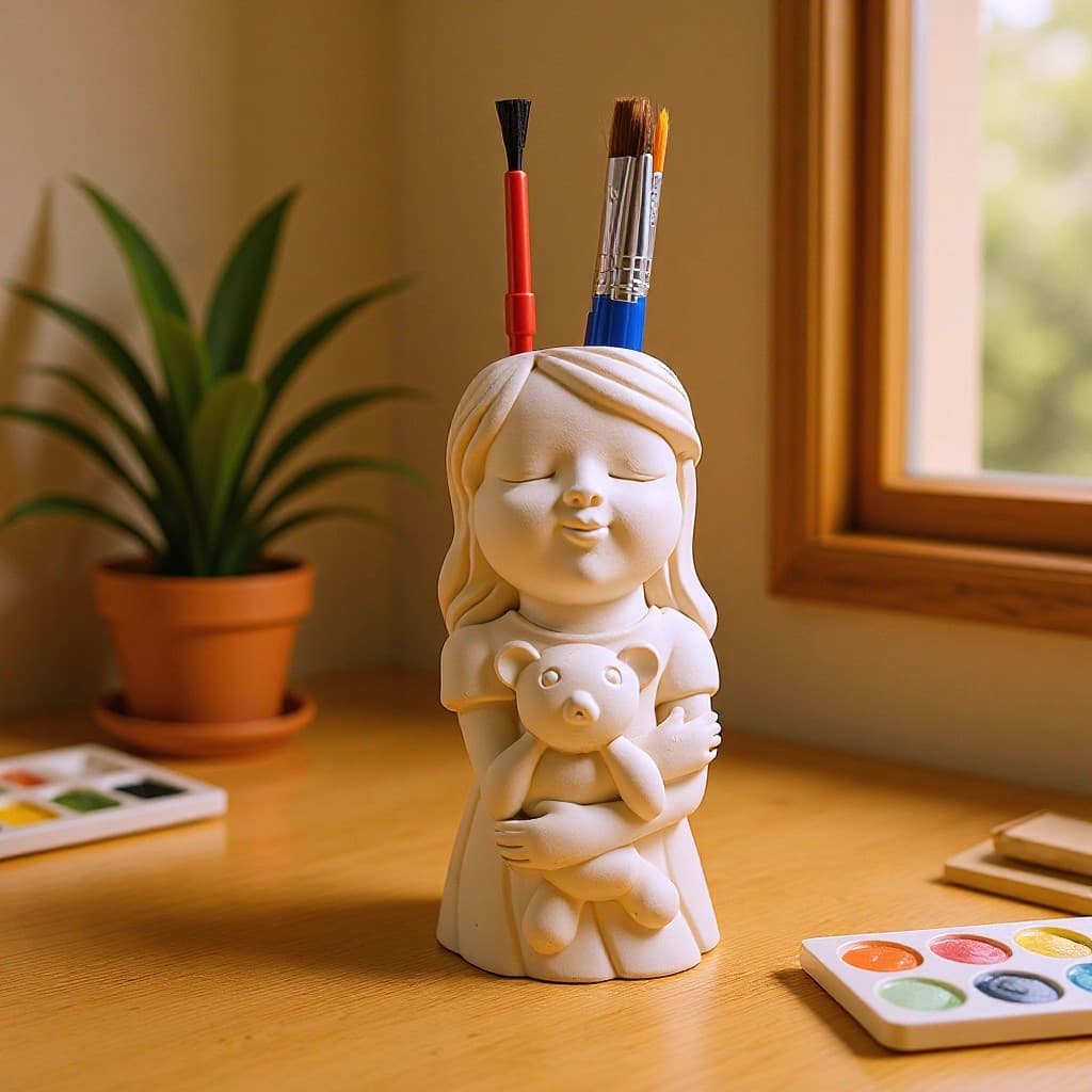 Bear Girl Silicone Mold DIY Handmade Vase Dried Flower Arrangement 3D Creative Decorative Ornaments C633
