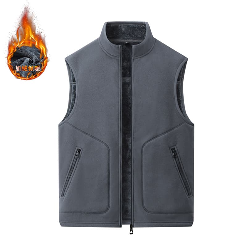 Cross-border autumn and winter fleece vest for men, warm vest with lamb fleece lining, sleeveless double-sided fleece jacket