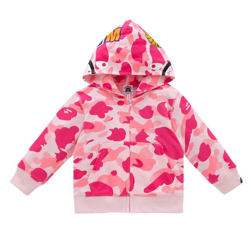 2023 new BAPE WGM camouflage pattern 3D sweatshirt children's clothing for older boys and girls hooded cardigan dropshipping