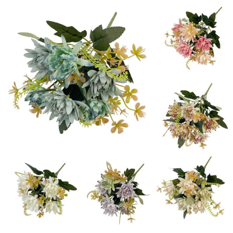 Cross-border manufacturer high-quality 6-pronged small-pointed chrysanthemum simulation bouquet home garden decoration ornaments daisy artificial flowers