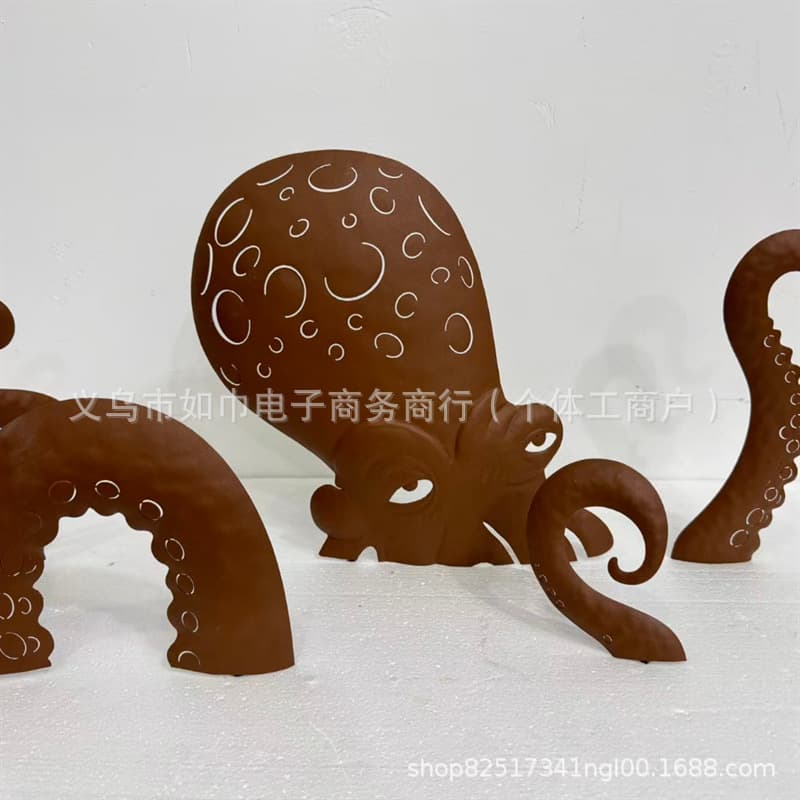 New Rust Patina Giant Squid Garden Sculpture Metal Octopus Garden Sculpture