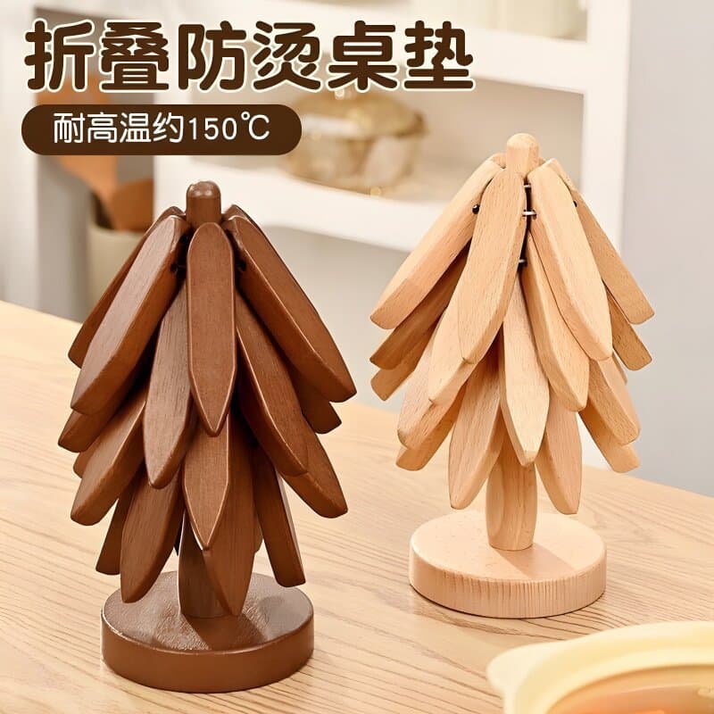 A tree insulation mat, creative home dining mat, pot mat, bamboo mat, high temperature resistant, anti-scalding, draining mat, non-slip dinner plate mat