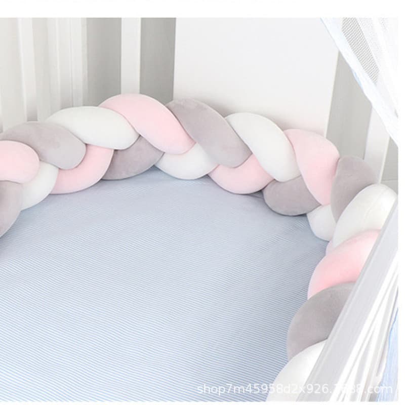 INS Children's Room Braided Three-Strand Knot Ball Pillow, Baby Crib Twist Bed Rail, Parent-Child Baby Bed, Kids' Style