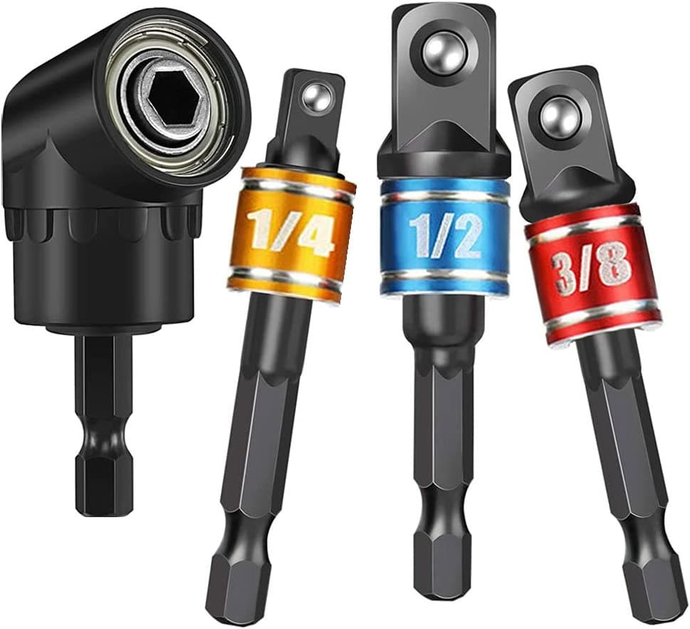 Color Rod 3pcs + Small Angle Attachment Set 105° Bend Power Drill Tool Accessories Hex Shank Adapter Square Head Extension Rod