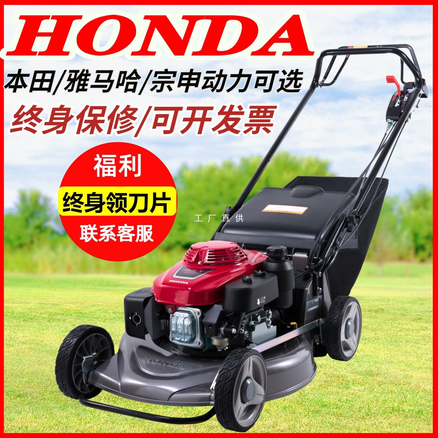 Gasoline lawn mower with Honda/Yamaha engine, lawn trimmer, weeder, orchard hand-push grass cutter.