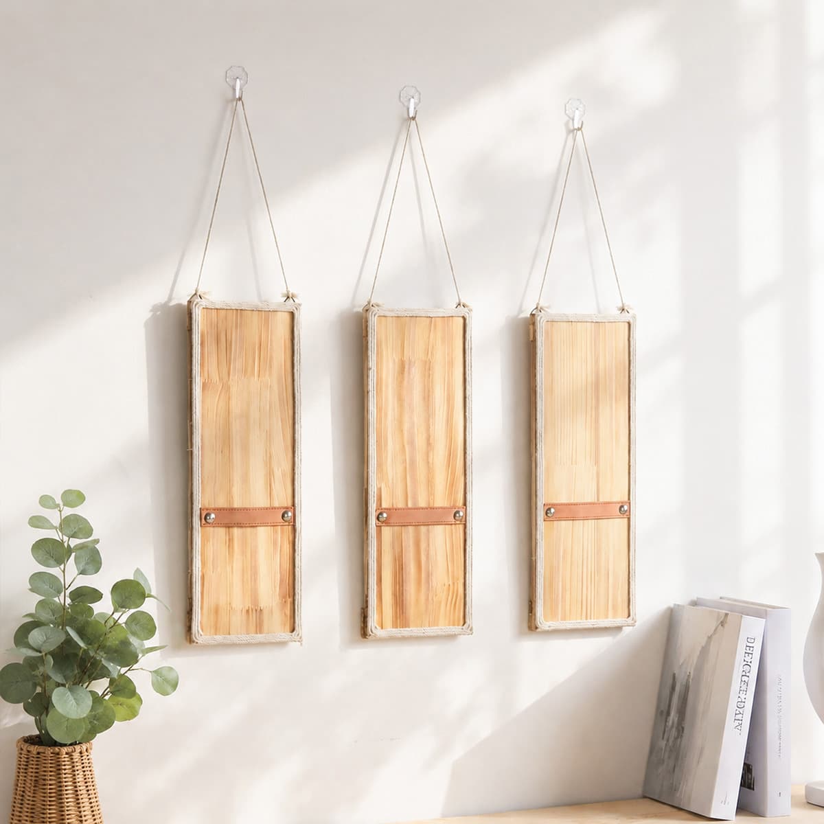 New Cross-Border Rectangular Wooden Sign Door Plate Home Decoration Wooden Craft Hanging Piece Artificial Plant Fake Flowers
