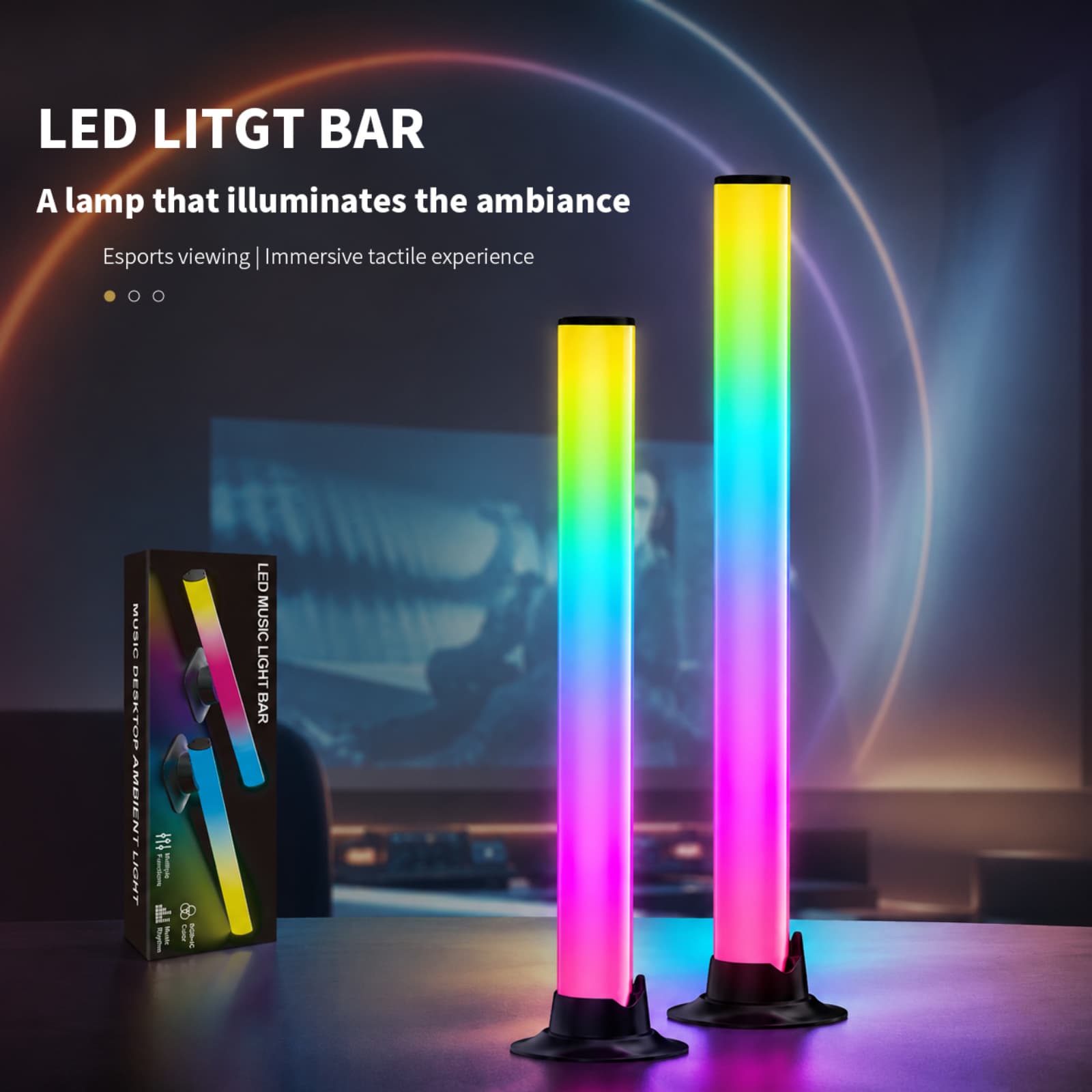 Cross-border Manufacturer 5V Colorful USB Desktop Ambient Light, App & Music Rhythm Pickup Lamp, LED Lights, Ambient Light
