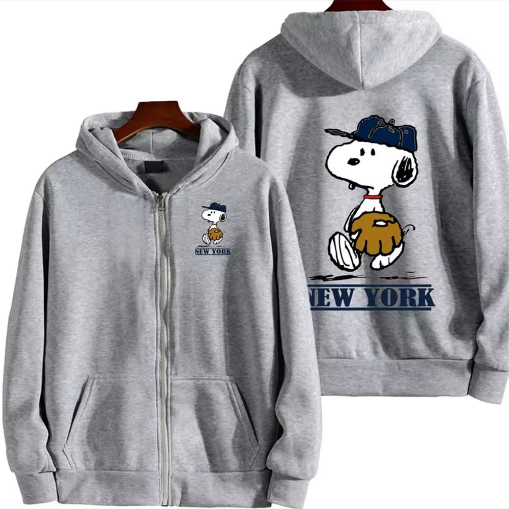 Cross-border Anime Cartoon Snoopy Zip Hoodie Digital Print Zip-up Sweatshirt Cute Coat Top