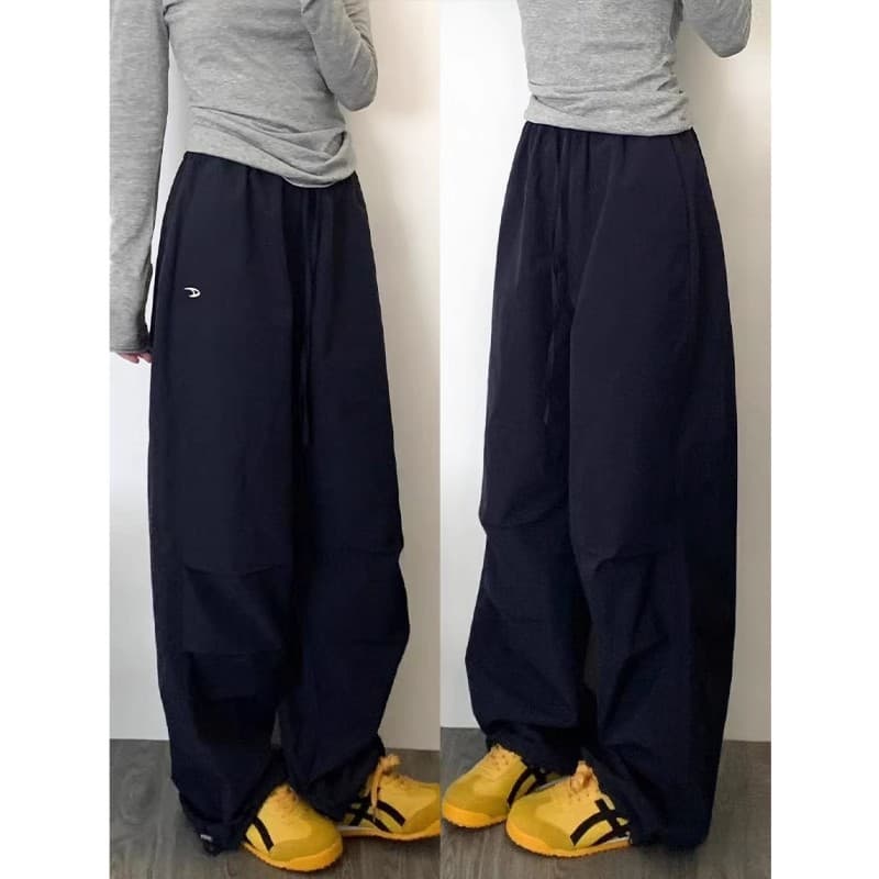 Women's Cargo Pants Sweatpants Loose BF Lazy Style Floor-Length Wide-Leg Parachute Pants High-Waist Casual Versatile