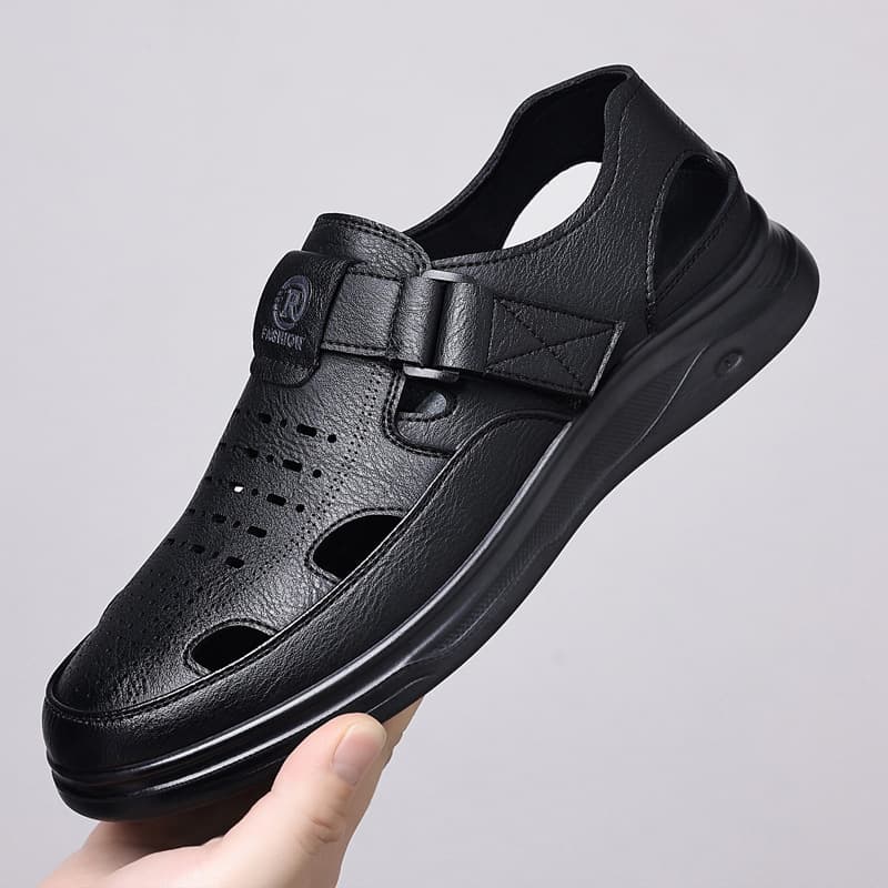 Large Size 4748 Men's Hollow Leather Shoes Breathable Hole-Punched Dad Shoes Business Casual Soft Leather Sandals Men's Shoes